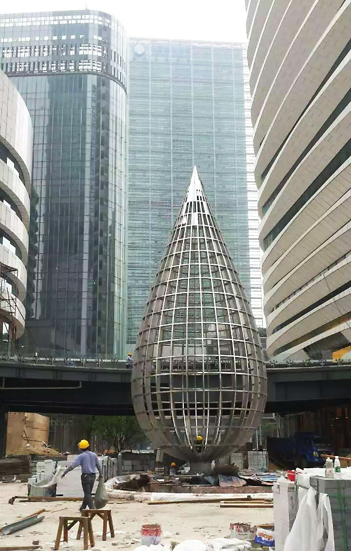 水滴不銹鋼雕塑鏤空球實施階段